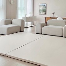 쁘띠메종 2단 폴더 거실매트 리넨 280X140X4cm, 리넨그레이X크림