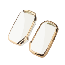 키에티 기아 신형쏘렌토MQ4 스마트 키케이스 4버튼 TPU 키홀더 단품, 화이트 골드라인