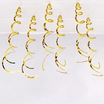 생일파티 돌잔치 아기 샤워 웨딩 할로윈 생일 파티 장식에 대 한 6 개/갑 축 하 장식 금속 천장 소용돌이, [02] 6pcs Golden