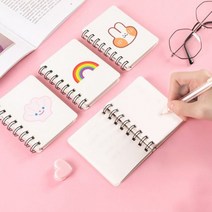 D 심플 일러스트 무지노트 다용도 낙서 메모장 휴대용 기자수첩, 무지개1P