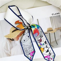 트윌리 스카프 링 실크 100 꽃무늬 목도리 숄 플라워 선물 시 어머니 쁘띠 까레 데일리 시그니처 모노그램