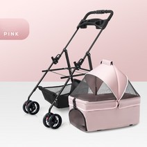 대형견 유모차 개모차 웨건 경량 접이식 애완동물 야외 여행 분리형 소형견용 무게, 3.Pink