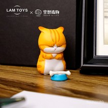 치유 오렌지 귀여운 고양이 귀여운 고양이 장식품 사무실 데스크탑 미니 고양이 장식품, 오렌지 고양이개밥
