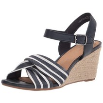 Clarks 여성용 Margee Beth 웨지 샌들 네이비 텍스타일/합성 콤비 11