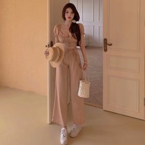 스파이더 쇼트 톱 넷 레드 서구적인 디자인 스트랩 하이웨이스트 여성 셔츠 V넥 세트 데일리룩 캐쥬얼 원피스 플리츠