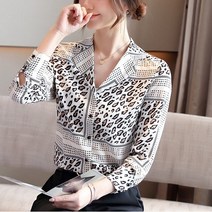 스타일아유 여성 호피 레오파드 셔츠 블라우스 가을 긴팔 간절기 카라 버튼 데일리[AYG7BL0096]
