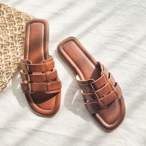 발편한 빅사이즈 스퀘어 토 스트랩 꼬임 뮬 여성 슬리퍼