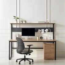 DIY 미슈레 LPM 철제 선반 컴퓨터 일자 책상 1800, 블랙/오크