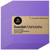Swedish Wholesale 스웨덴 행주 - 10팩 재사용 가능 주방 카운터 및 접시 세척용 흡수성 핸드 타월 셀룰로오스 스폰지 천 친환경 선물 화이트, Purple