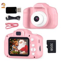 크리스마스 어린이 생일 선물 키즈 미니 디지털 카메라 +32GB SD카드, 블루