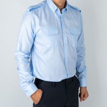 견장 와이셔츠 남자 화이트 블루