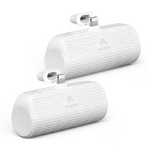 밸류엠 아이폰 8핀 일체형 미니 도킹형 무선 보조배터리 5000mAh 2개, 화이트, VM-PA5FPQ8P