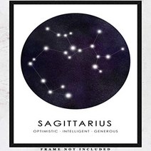Sagittarius Zodiac Consteallation Wall Art: Unique Room Decor for Boys Girls Men Women - (11x14), 1