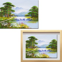 (진품) 생기 풍경화그림 산수화액자 풍수 부자되는 유화 그림 풍경 액자 현관 거실 사업장 침실 고급그림, 16번 골드 입체액자  추천