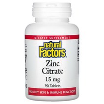 내추럴팩터스 Natural Factors 시트르산아연 15mg 90정