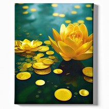 아티플라 보석십자수 캔버스 일체형 DIY 키트, 09. 황금연꽃 골드링 40x50cm
