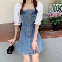 빅사이즈 여성의류 가을 뚱뚱한 프렌치 오프숄더 어깨트임 패치워크 데님 원피스 시크 고퀄리티 감각 스윗