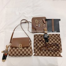 DIY 가죽가방만들기 가죽공예키트 수제 핸드메이드 퀼트 패키지 세트 집콕 선물 취미생활, 브라운체크