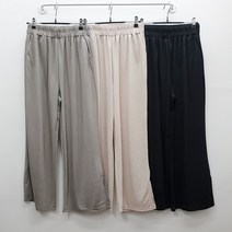 빅걸스토리 여성용 빅사이즈 트임 밴딩 부드러운 와이드 통바지