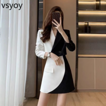 vsyoy 2023 봄과 가을 새로운 작은 향기로운 스타일 프랑스 플라티코돈 전문 드레스 여성 정장 재킷 스커트 투피스 세트