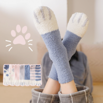 케이바바 겨울 무압박 중목 고양이 수면 양말