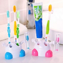 모래시계 칫솔꽂이 욕실 양치 거치대 세트 걸이 보관함 유치원 통, 1-모래칫솔꽂이-핑크