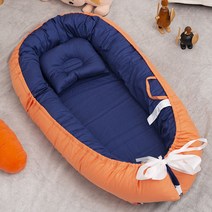 접이식 유아 침대 휴대용 압력 유아 침대 베개 달린 유아 침대 소프트 요람 여행 요람 침대 88x53CM, 네 이 비 블 루