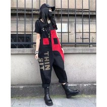 Mayfox 봄 빅사이즈 일자 점프슈트 찢청 멜빵바지 여 JHJ