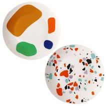 메리테이블 테라조 플레이트 예쁜 접시 그릇 2p세트, C세트