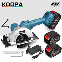 KOOPA TOOL 125mm 브러시리스 무선 원형 톱 전기 원형 톱 기계 0 ~ 45도 조정 가능한 톱 기계 전동 공구, 배터리 2개