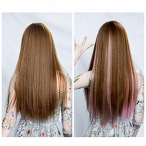 여자가발 여자 일자 포인트 컬러 헤어피스 붙임머리 부분 가발, 색상:오로라퍼플, 단품