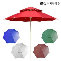 국산 2단 파라솔 중형 대형 정원 옥상 카페 캠핑용 그늘막 파라솔 편의점 캠핑용 테이블, 투톤그린