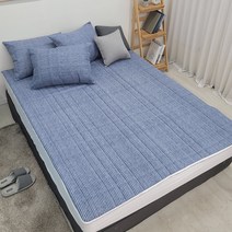 로뎀 국내생산 라이너 전기매트 전기요 온수매트 온열매트 커버 싱글 S 퀸 Q 세트구성, 화이트 50*70, 블루