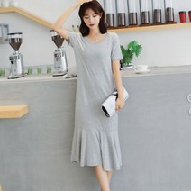 S1Y 무릎 밑 기장 반팔 티셔츠 롱원피스 동네한바퀴 패션 LD33eaW