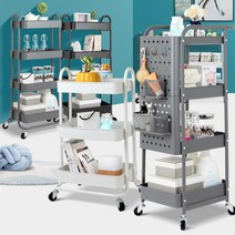 아이방 장난감 정리 모서리 선반 카트 마트 학교급식용 사무실 어린이집, 화이트, 우드베들 트롤4단