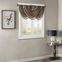 Elena Waterfall Embellished Rod Pocket Valance Faux Silk Valances for Window 38X46” Bronze, 1