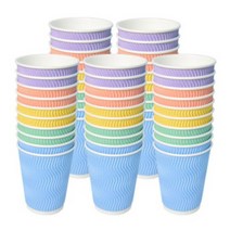 [소분] 3중 단열 종이컵 웨이브 파스텔 5종 칼라컵 기획혼합5종 50개, 12oz, 단품없음