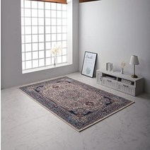 이케히코 윌튼위브 카펫 러그 거실 매트(133 x 190cm) 블루 기하학 패턴