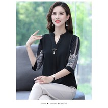 50대 엄마 여름 상의 블라우스 중장년 여성 반팔 티셔츠