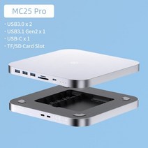 USB허브 맥미니 M1/M2 용 HDD 인클로저 2.5 SATA NVME M.2 SSD 케이스-USB Gen 2 DP SD/TF 도킹 스테이션, MC25 프로