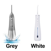 구강세정기 구강세척기 휴대용 구강 세정기 USB 충전식 치과 워터 제트 치실 치아 픽 6 팁 300 ml 4 가지 모드, [07] White Grey