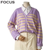 포커스 줄무늬V넥가디건 FBS3A7PKC0068