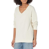 갭 GAP 여성용 플리스 오버사이즈 브이넥 튜닉 탑 셔츠 비치 페블