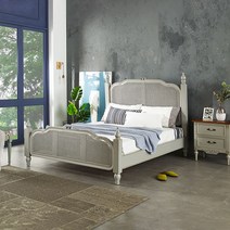 [에타홈] 비샤 라탄 원목 퀸 침대프레임, 단일옵션