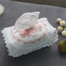 플라워 원형 레이스 티슈커버