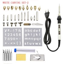 우드버닝 나무 굽기 조각 낙화술 펜 키트 온도 조절 납땜 인두 용접 엠보싱 수리 세트, 110V US Plug+80W White set-1