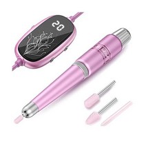 전기 네일 드릴 휴대용 USB 파일 드릴 키트 전문가용 LED 스피드 디스플레이 및 아크릴 젤 네일용 세라믹 비트 3개 홈 살롱용 매니큐어 페디큐어 도구 세트 핑크