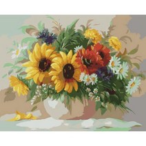 유쾌한컴퍼니 DIY 유화그리기 명화그리기 세트 40X50 200종, A-041 해바라기 화분