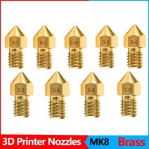 3d프린터 노즐 펜 부품 Anet A8 Makerbot MK8 Creality CR-10 S4 S5 Ender 3 3Pro 5 청소 도구 키트 용 압출기 황동 프린트 헤드, 1.75-0.2mm_10Pcs