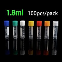 100 pcs 1.8ml 실험실 냉동관 냉동유지 냉동 튜브 다채로운 스크류 캡으로 실험실 분석을위한 원심 분리기